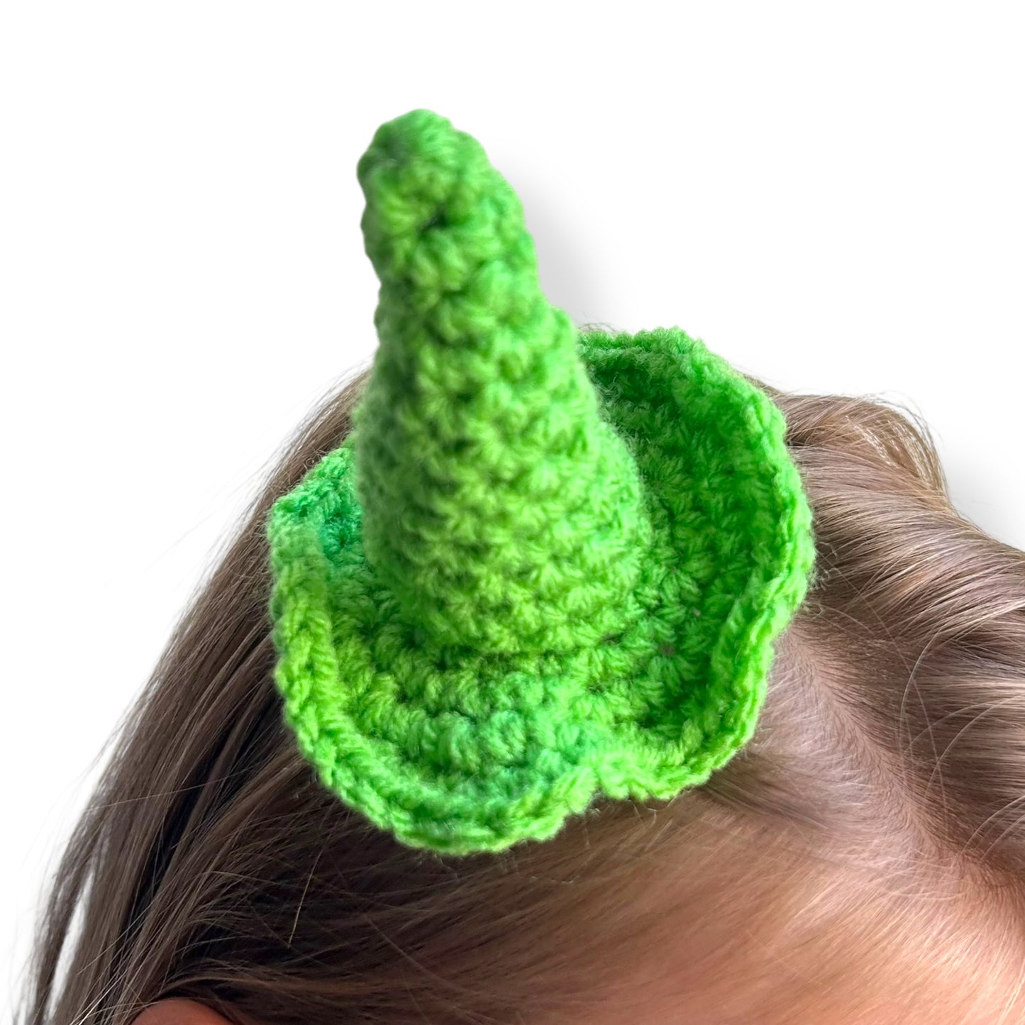 Green Crochet Witch Hat Hair Clip