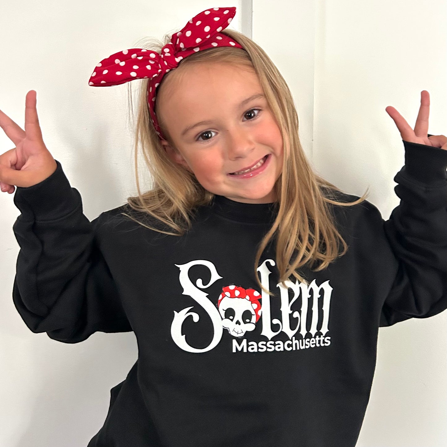 Kids - Ellie the Skelly Salem Mass Crewneck Sweatshirt