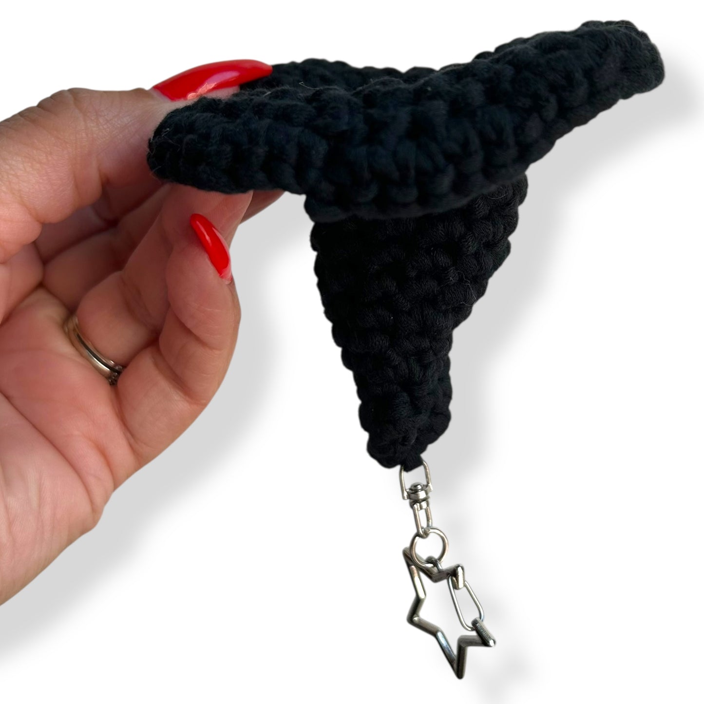 Black Crochet Witch Hat Keychain