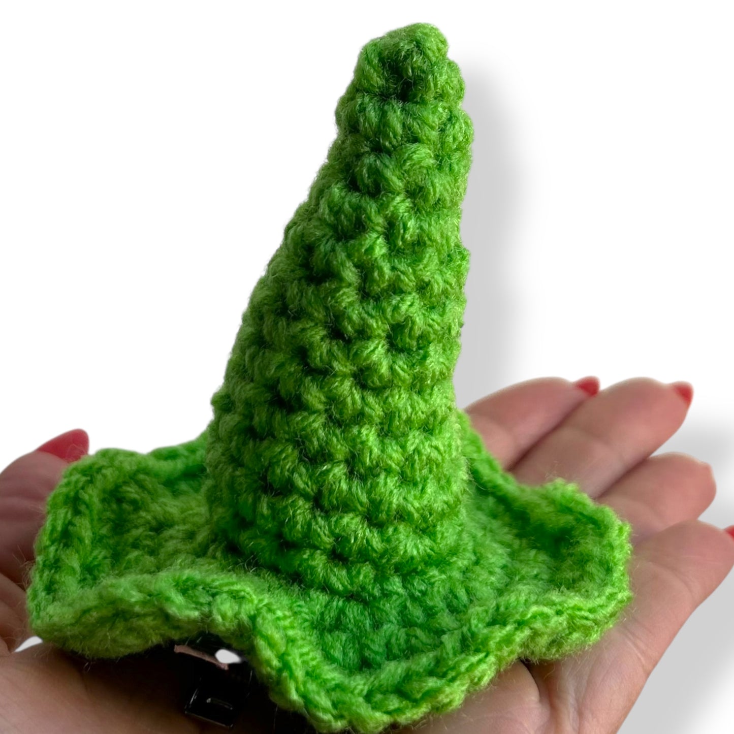 Green Crochet Witch Hat Hair Clip