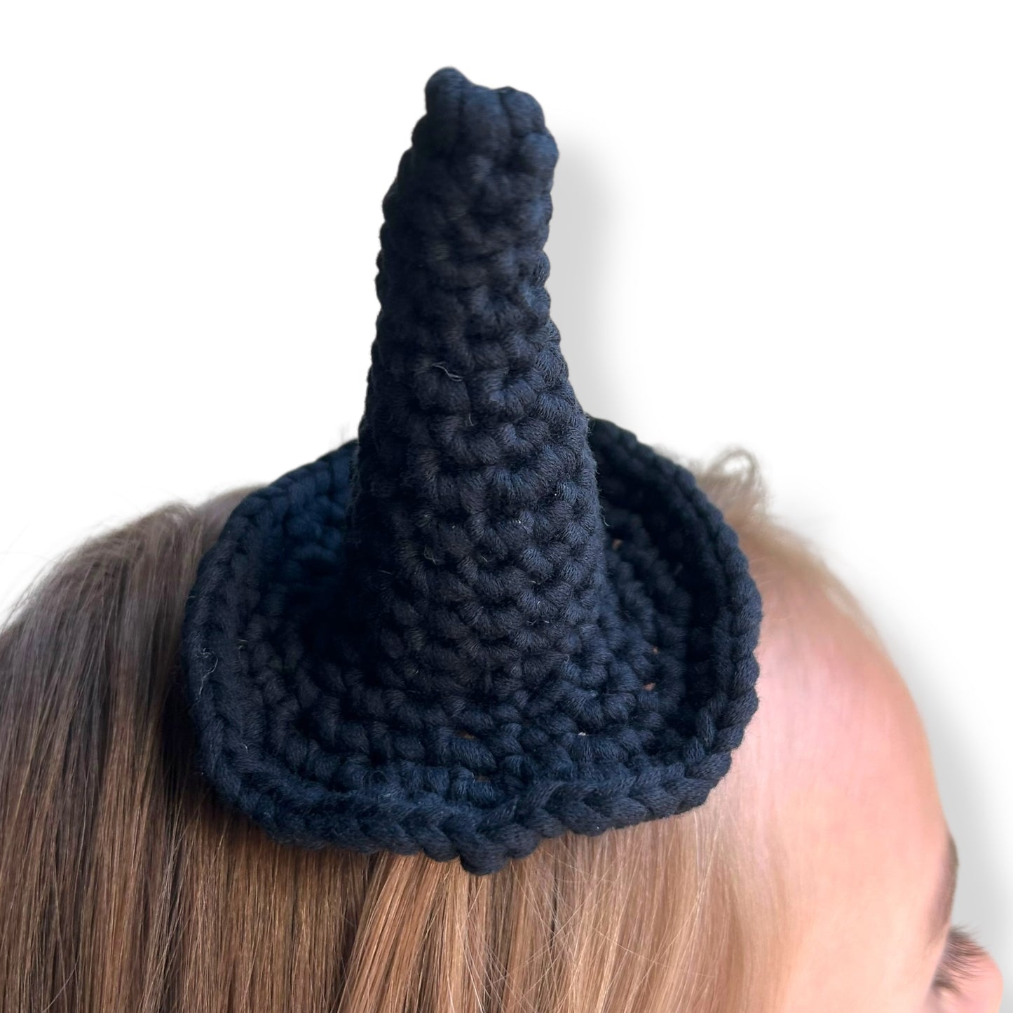 Black Crochet Witch Hat Hair Clip