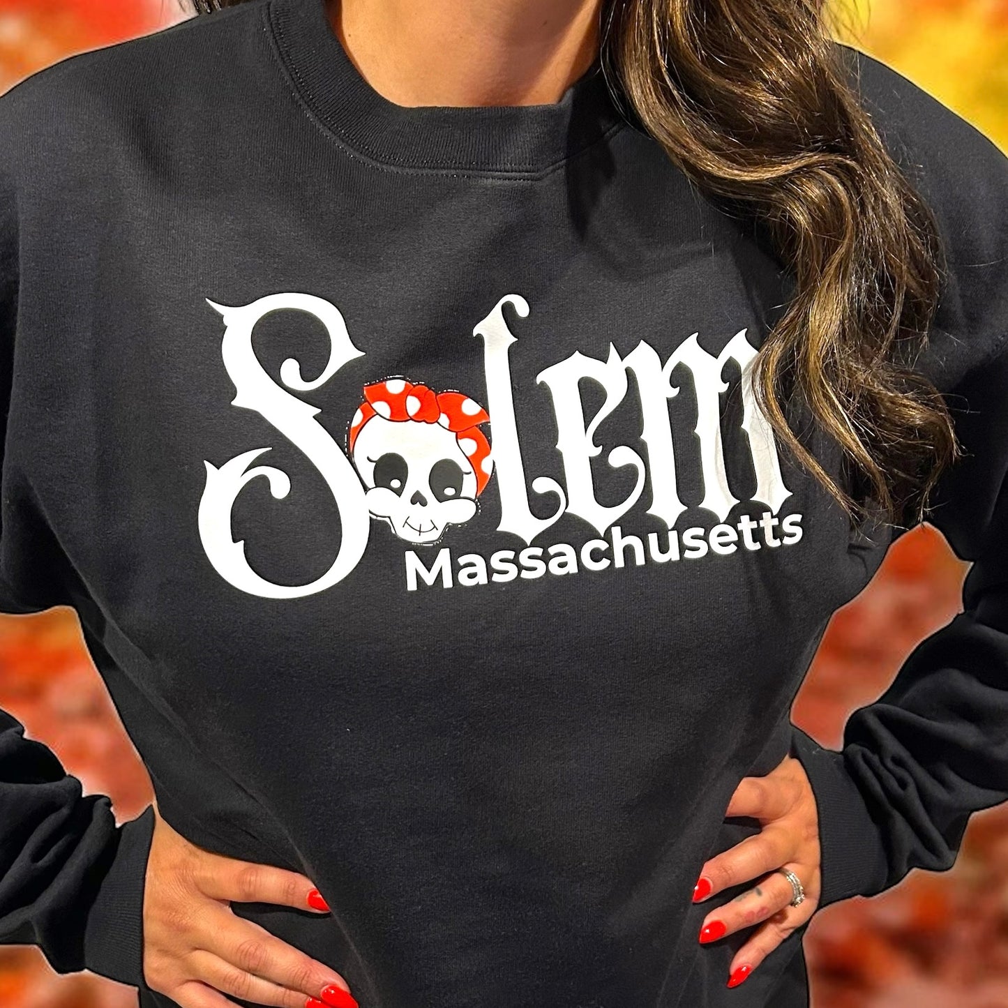 Adult- Ellie the Skelly Salem Mass Crewneck Sweatshirt