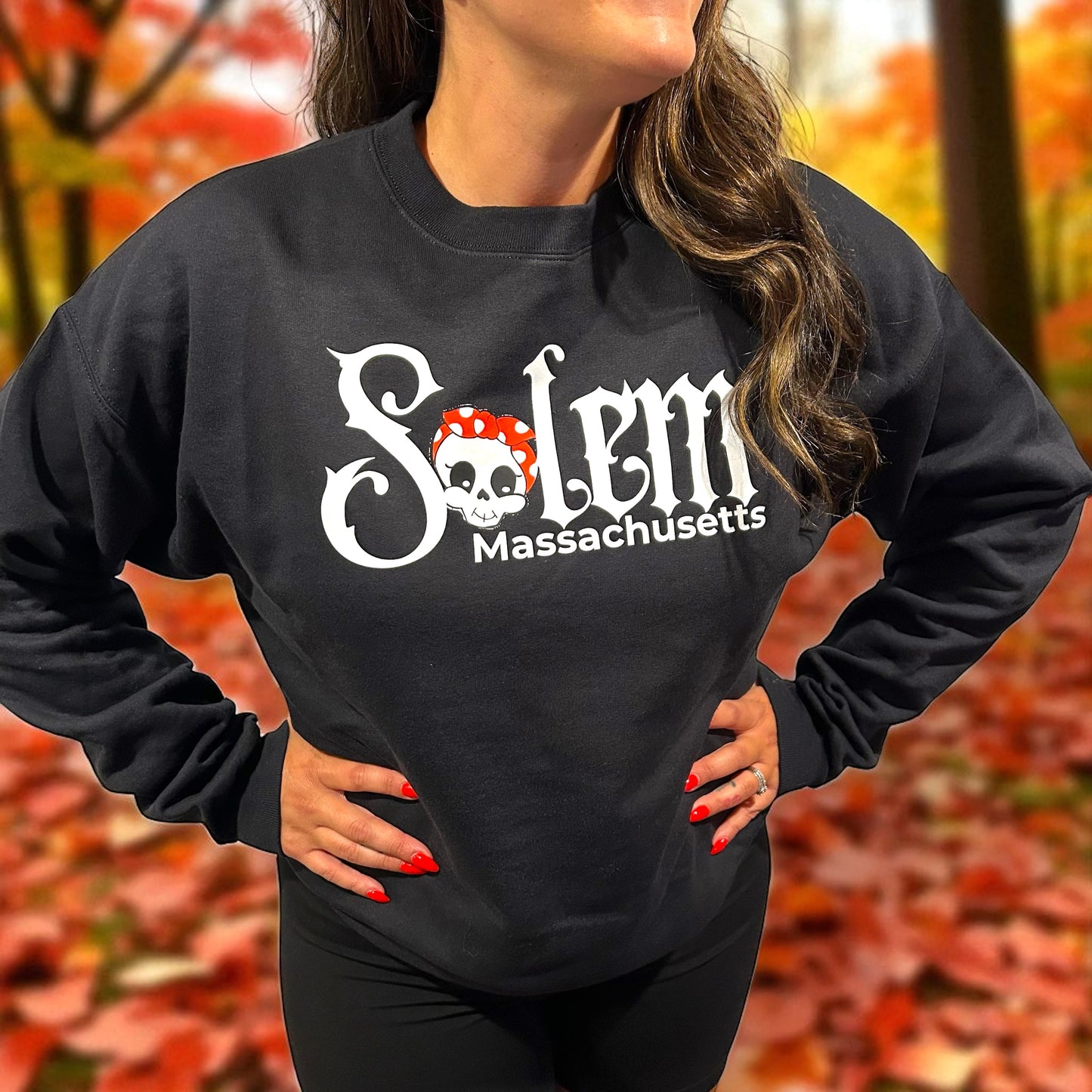 Adult- Ellie the Skelly Salem Mass Crewneck Sweatshirt