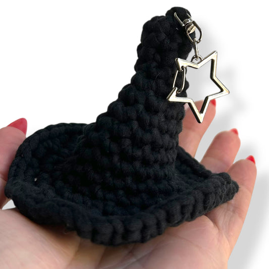 Black Crochet Witch Hat Keychain