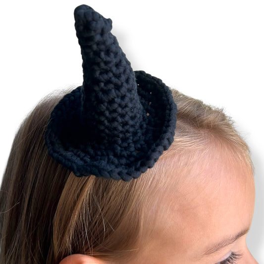 Black Crochet Witch Hat Hair Clip